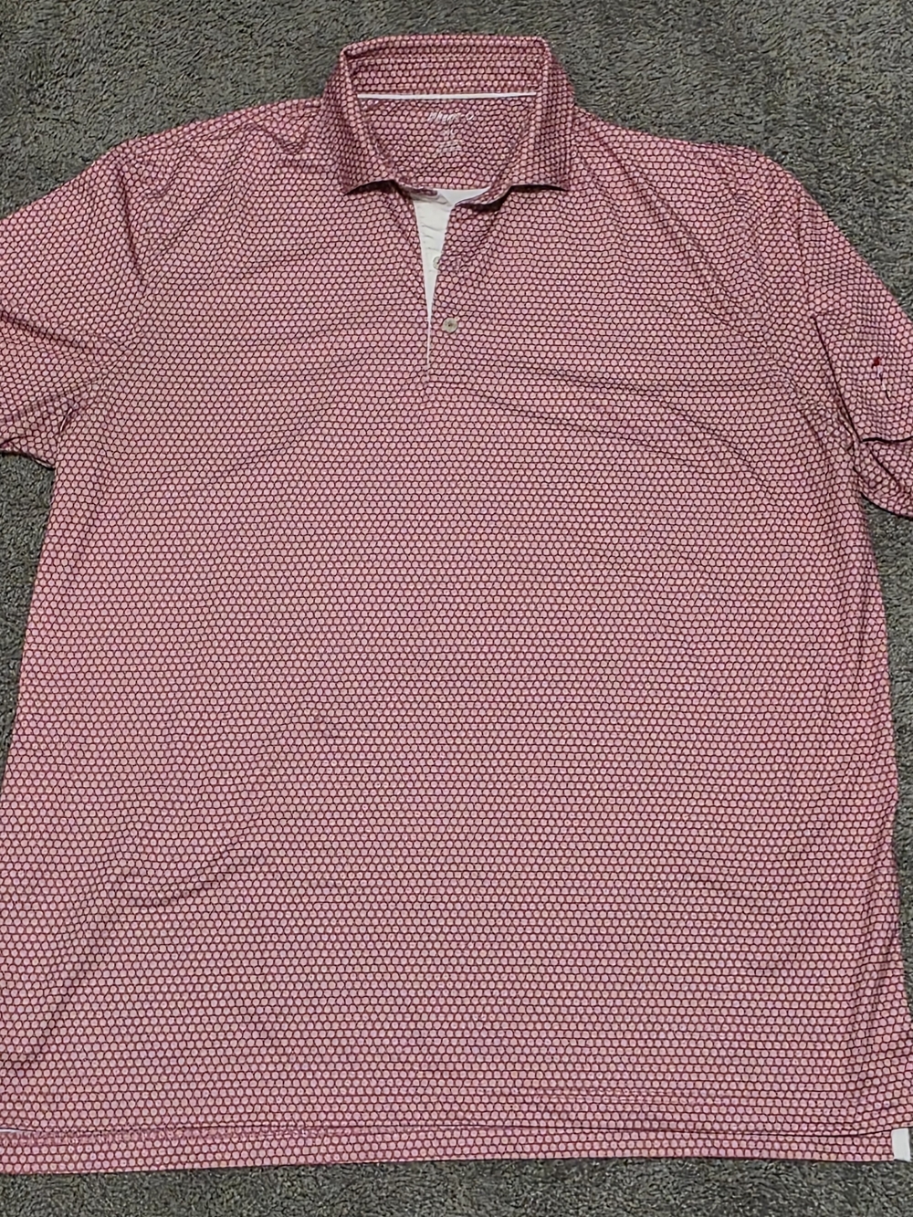 johnnie-O Pink Patterned Polo